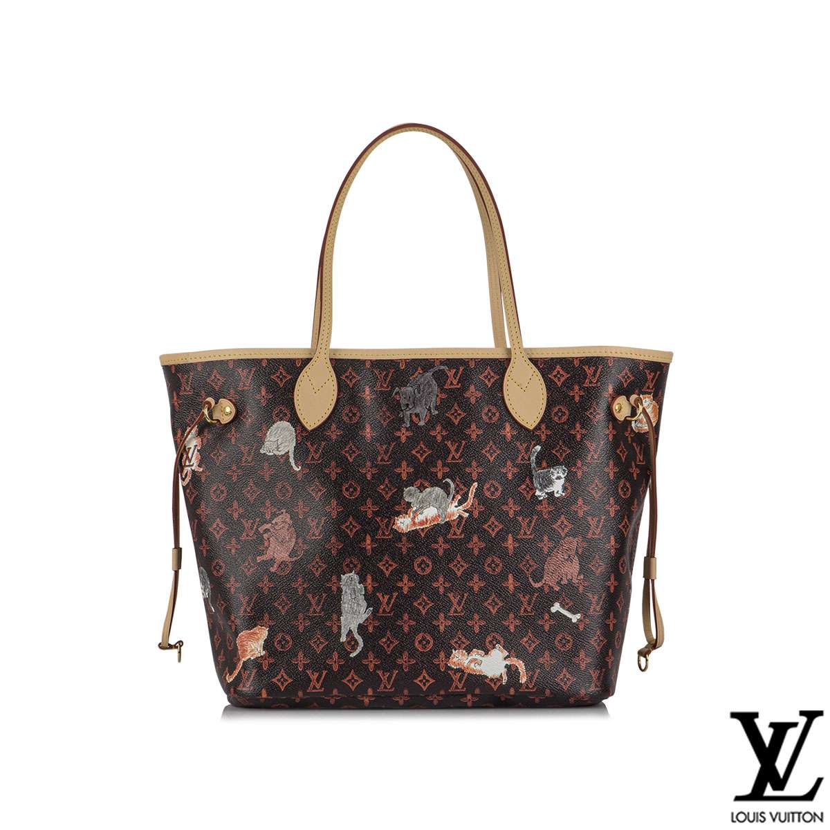 Louis Vuitton x Grace Coddington Neverfull Catogram Orange Lining MM White  in Coated Canvas with Gold-tone - US